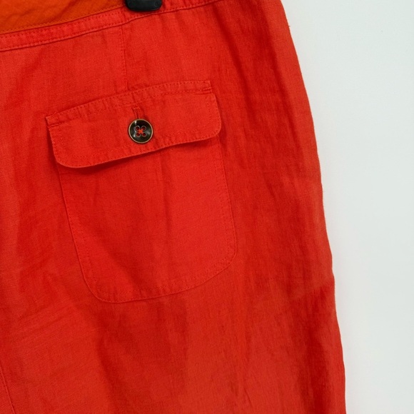 Talbots Pure Irish Linen Casual Skirt Button Tie Pockets Size 14 Coral Women’s - Picture 8 of 8